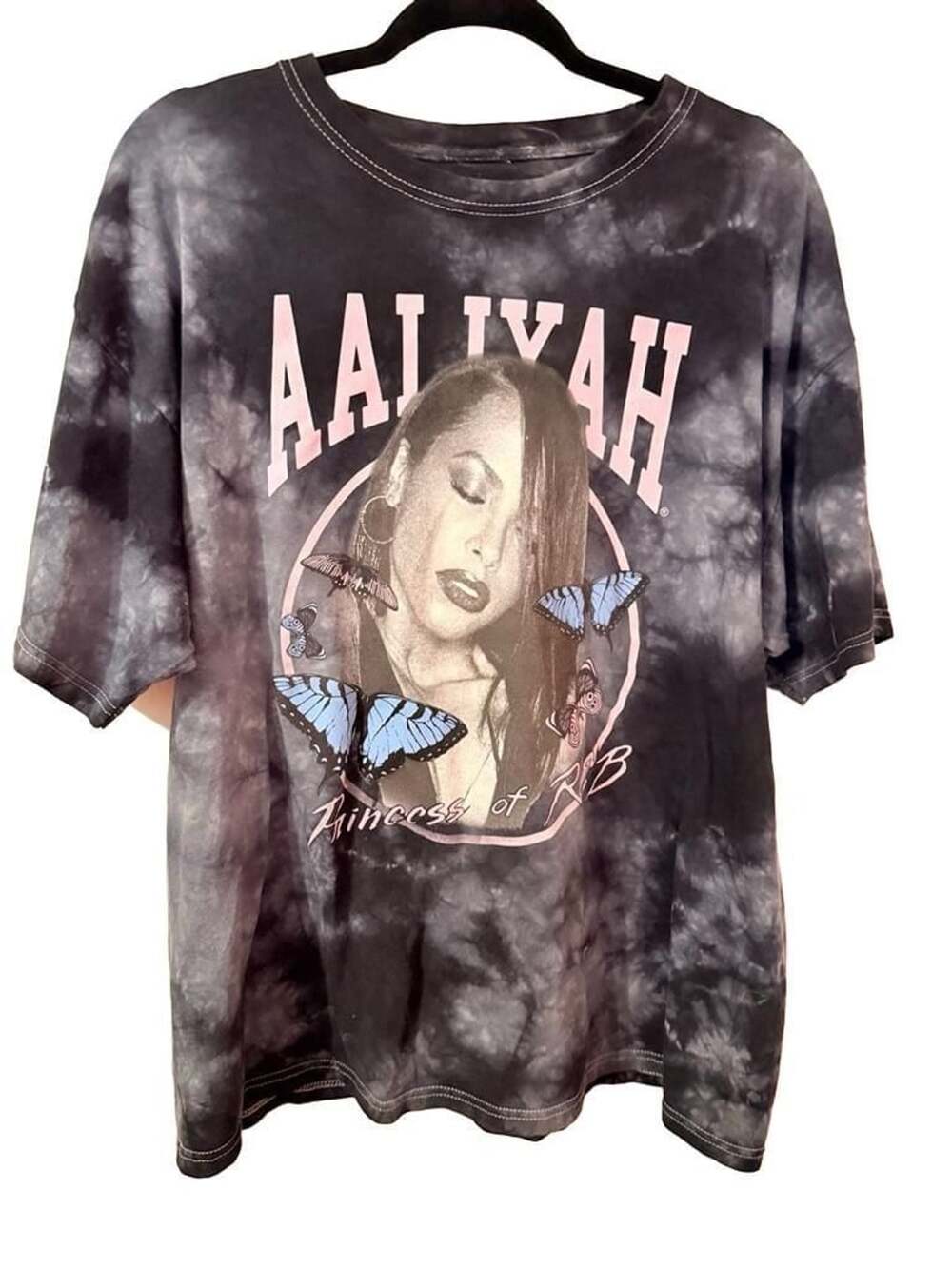 Aaliyah Princess of R&B Tie Dye T-Shirt Size XL Black Graphic Tee